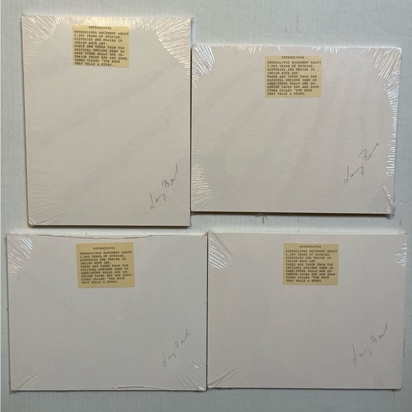 Set of 4 Vintage Larry Beck Hand Painted Petroglyphs on Stone - Picture 7 of 12